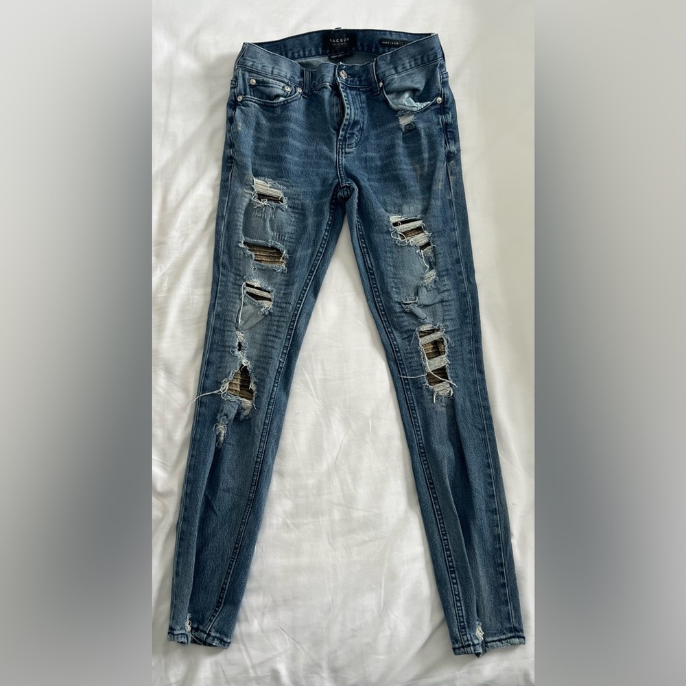 PacSun Comfort Stretch Distressed Mens Skinny Jeans 31 x 32